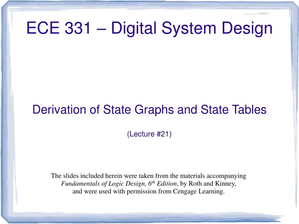 derivation of state graphs and state tables lecture 21