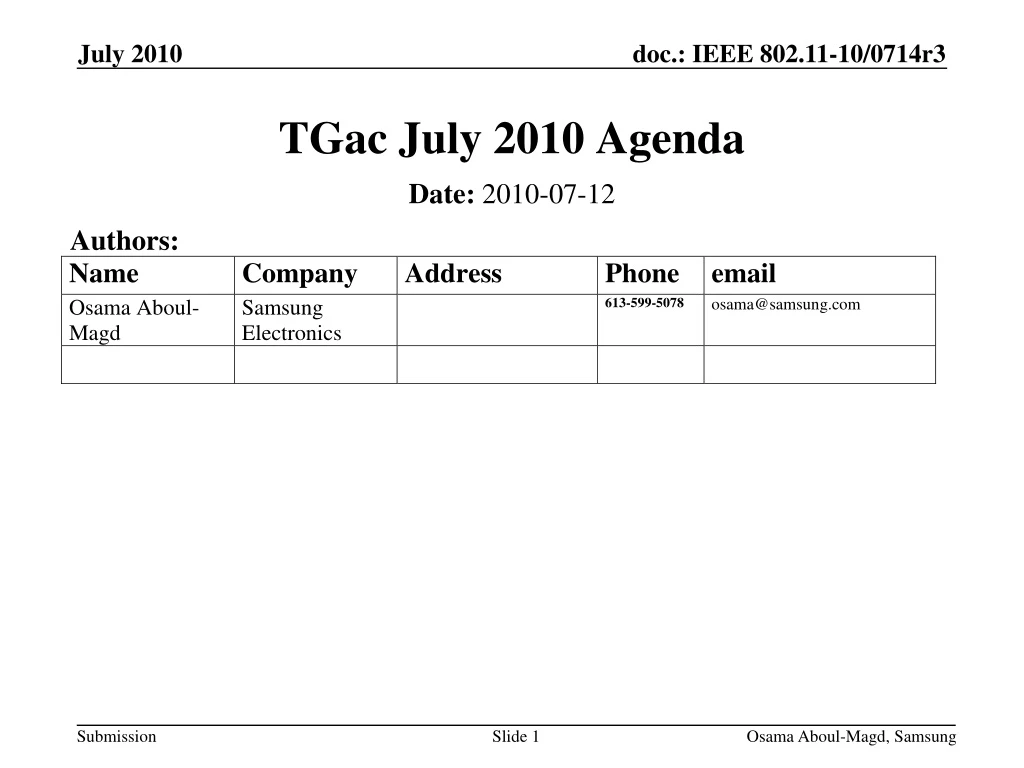 tgac july 2010 agenda