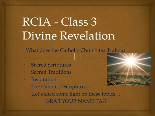 RCIA - Class 3 Divine Revelation