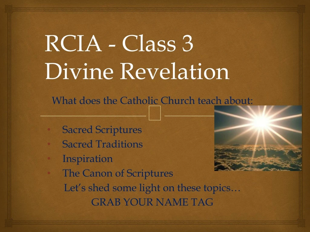 rcia class 3 divine revelation