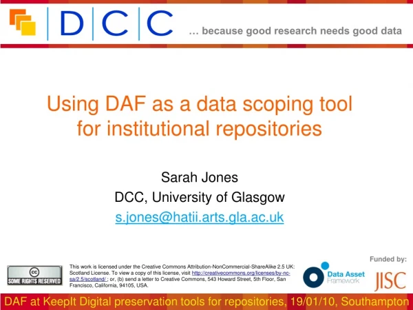 Using DAF as a data scoping tool  for institutional repositories