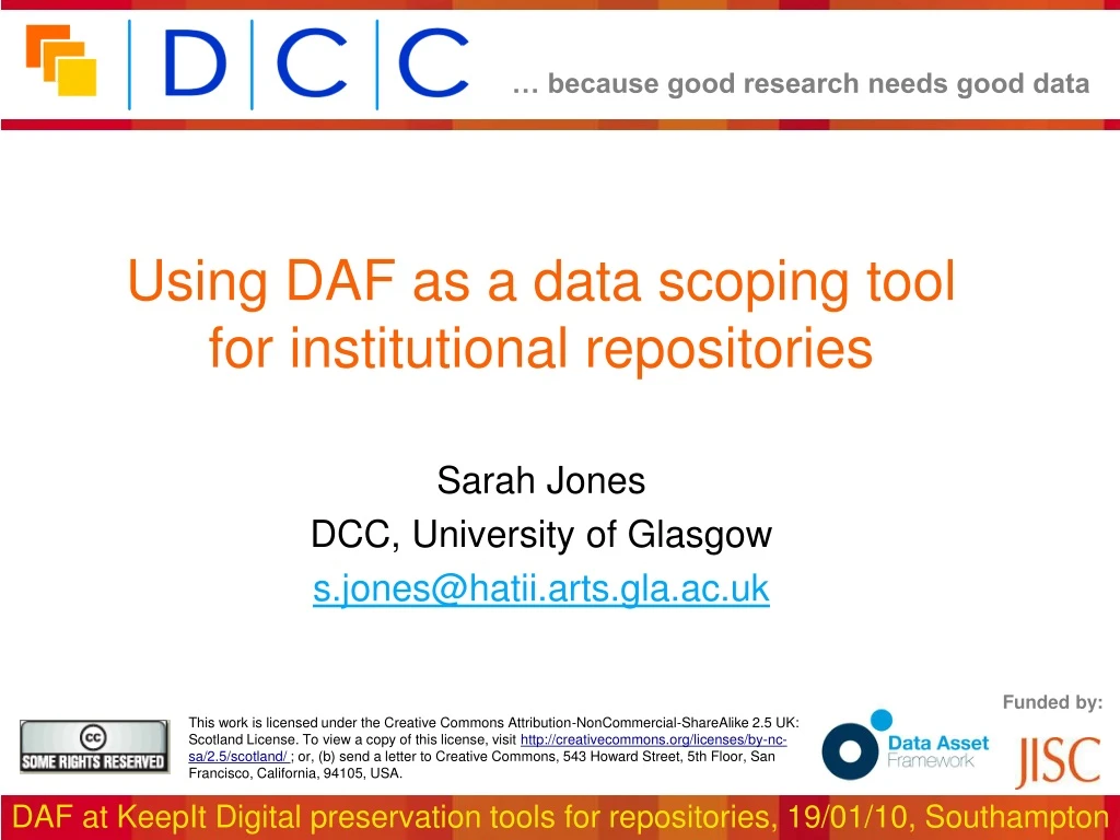 using daf as a data scoping tool for institutional repositories