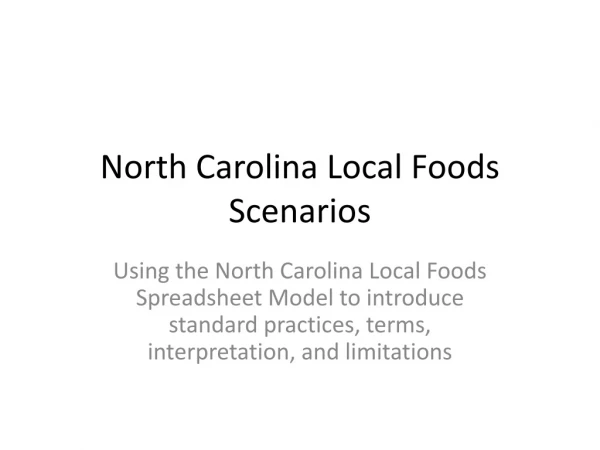 North Carolina Local Foods Scenarios