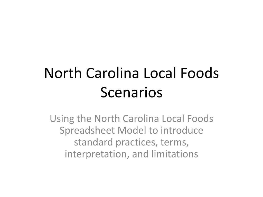 north carolina local foods scenarios