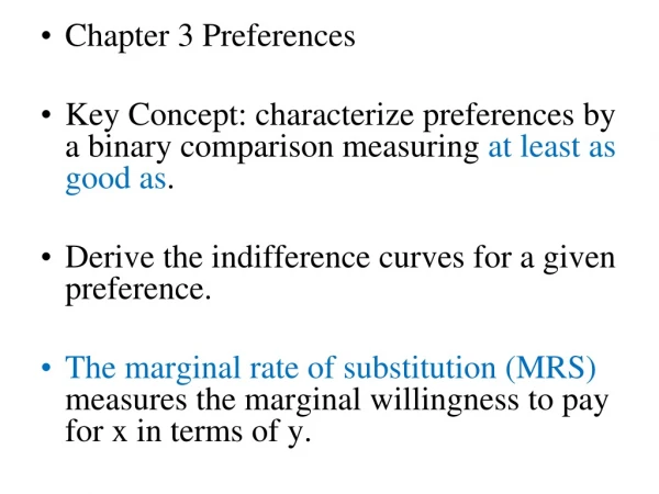 Chapter 3 Preferences