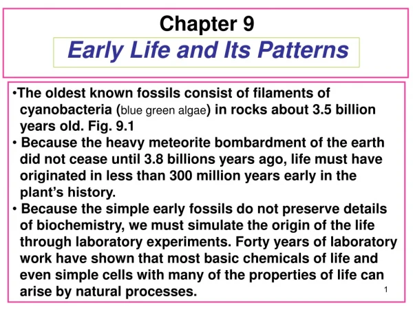 Chapter 9  Early Life and Its Patterns
