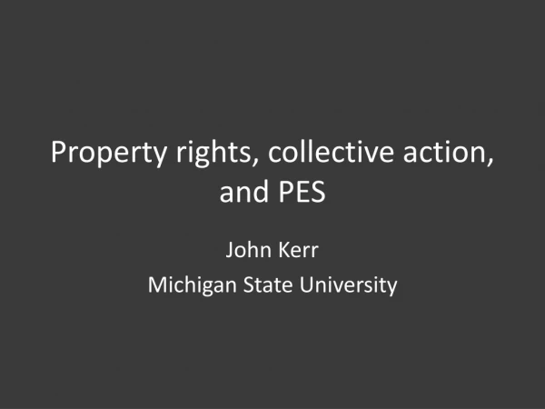 Property rights, collective action, and PES
