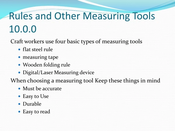 Rules and Other Measuring Tools 10.0.0