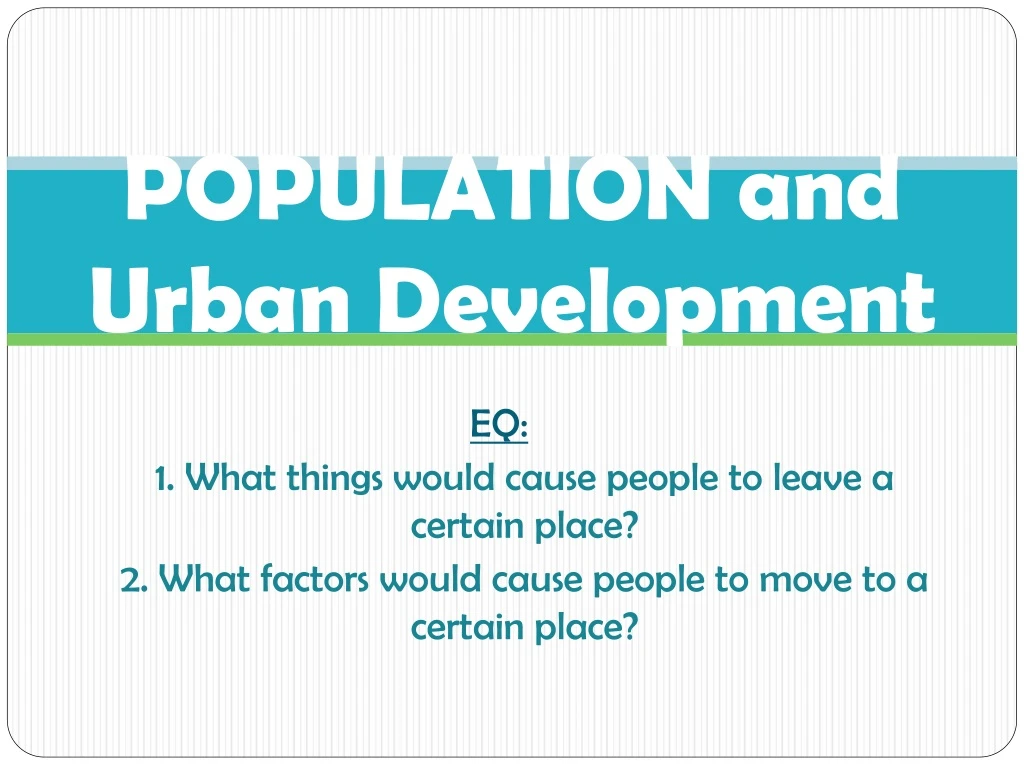population and urban development