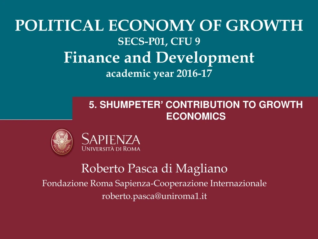 political economy of growth secs p01 cfu 9 finance and development academic year 2016 17