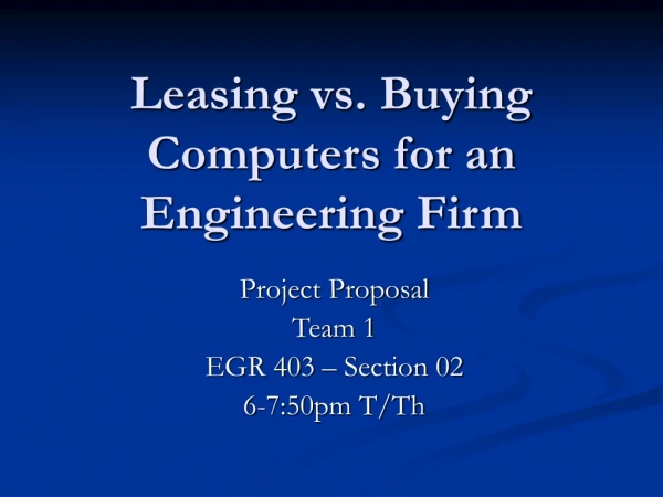 Leasing vs. Buying Computers for an Engineering Firm