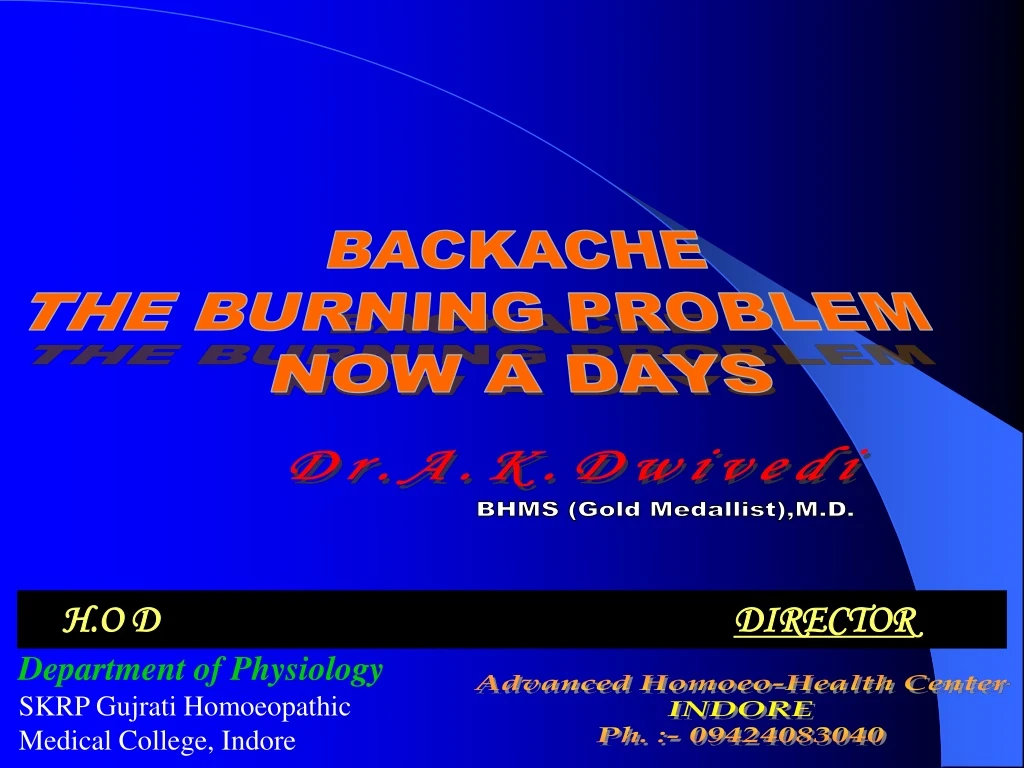 backache the burning problem now a days