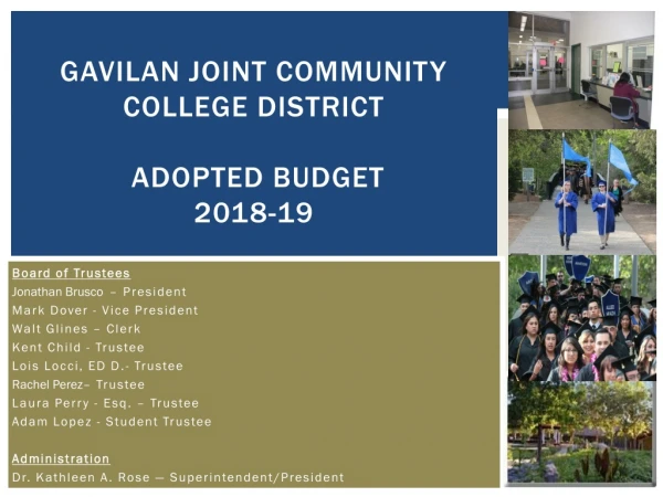 Gavilan Joint Community College District   Adopted Budget  2018-19