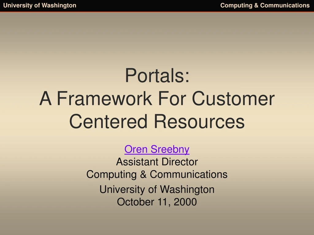portals a framework for customer centered resources