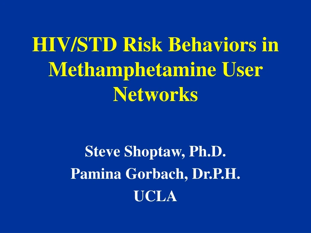 hiv std risk behaviors in methamphetamine user networks