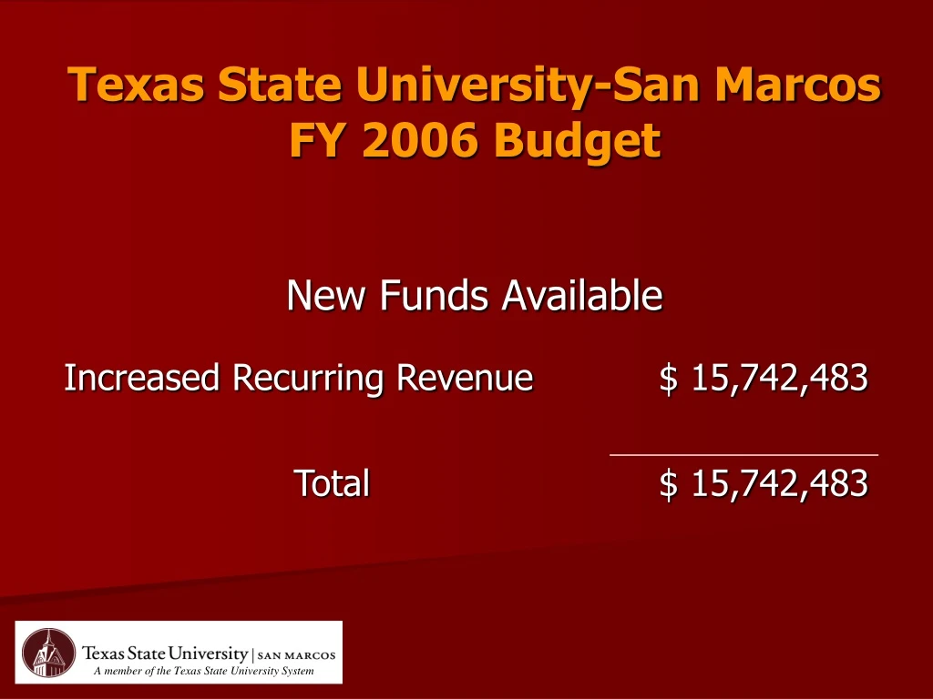 texas state university san marcos fy 2006 budget