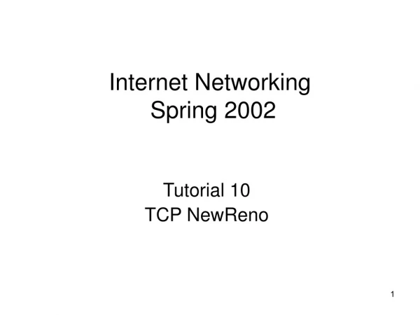 Internet Networking   Spring 2002