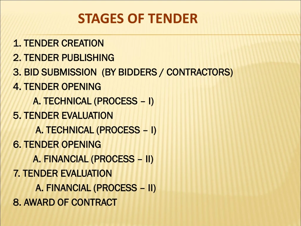 1 tender creation 2 tender publishing