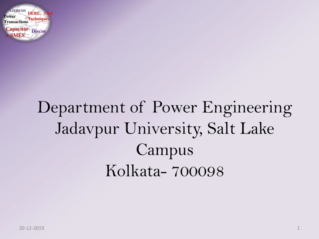 department of power engineering jadavpur university salt lake campus kolkata 700098