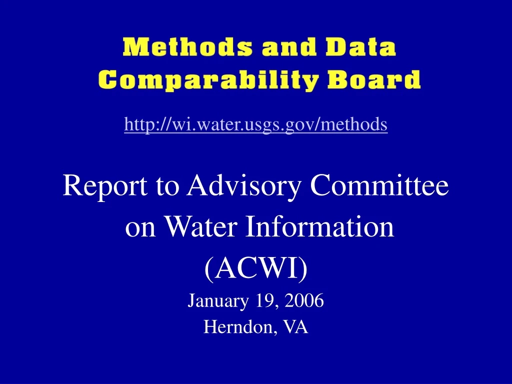http wi water usgs gov methods report to advisory