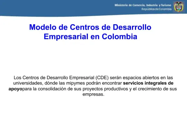 Modelo de Centros de Desarrollo Empresarial en Colombia