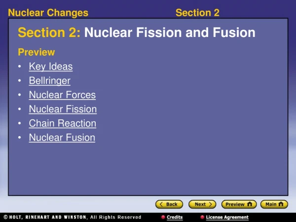 Section 2:  Nuclear Fission and Fusion