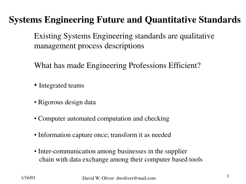 systems engineering future and quantitative