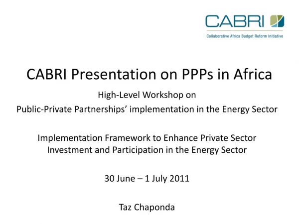 CABRI Presentation on PPPs in Africa
