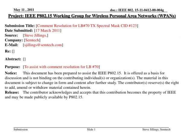 Project: IEEE P802.15 Working Group for Wireless Personal Area Networks (WPANs)