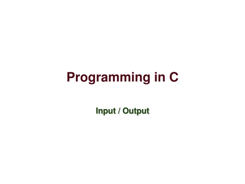 programming in c