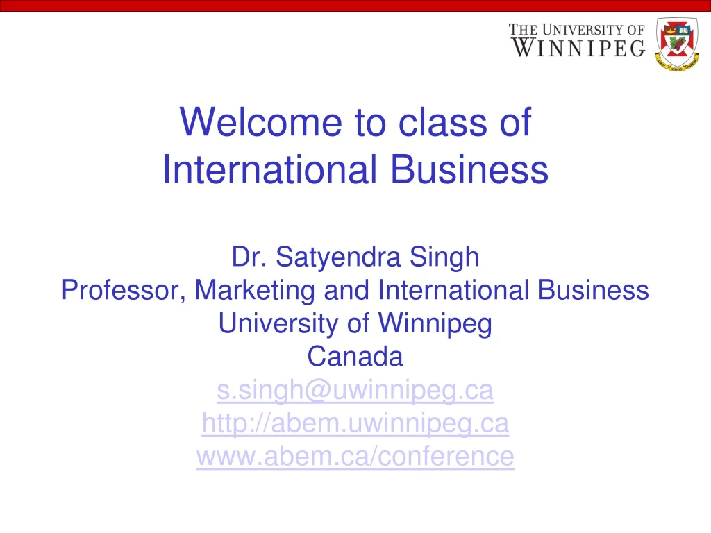 welcome to class of international business