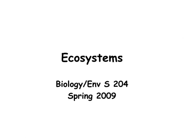 Ecosystems