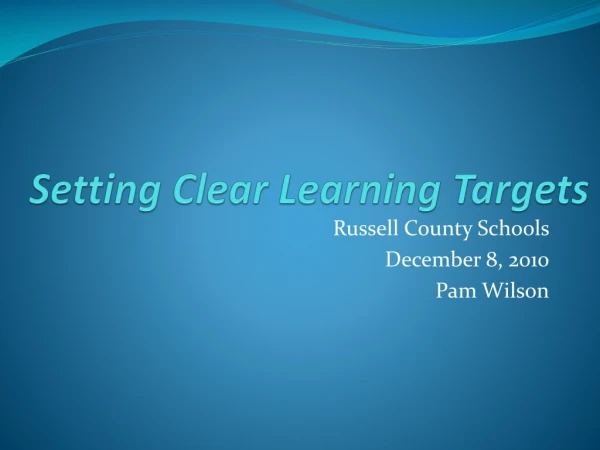 Setting Clear Learning Targets