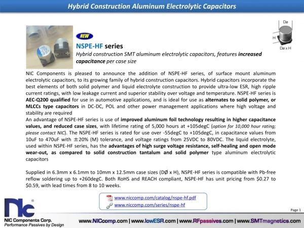 Hybrid Construction Aluminum Electrolytic Capacitors