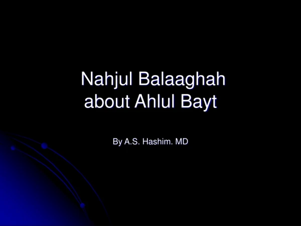 Nahjul Balaaghah about Ahlul Bayt