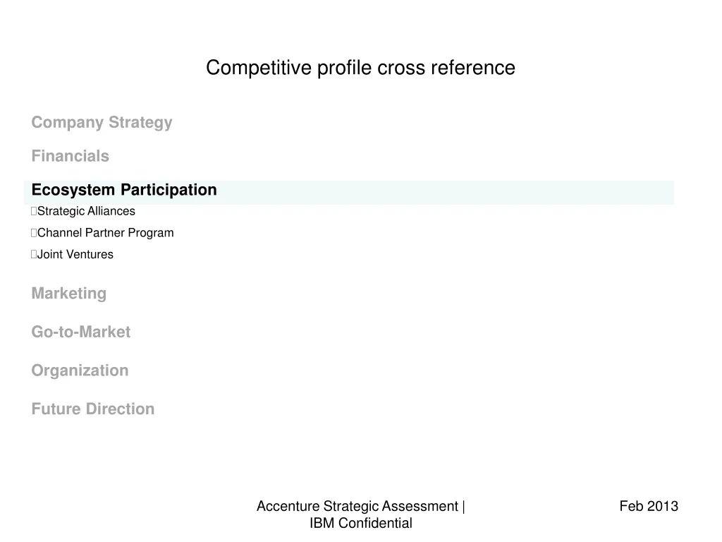 competitive profile cross reference