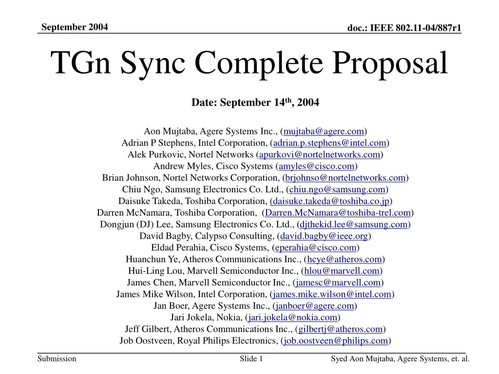 tgn sync complete proposal