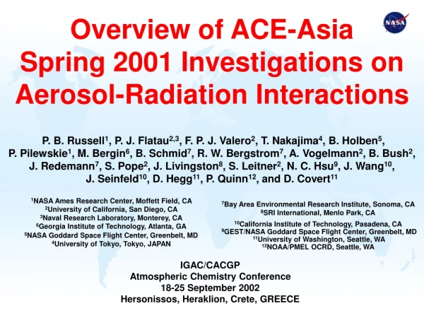 IGAC/CACGP Atmospheric Chemistry Conference 18-25 September 2002