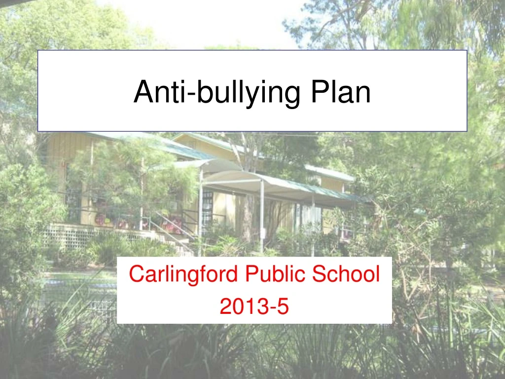 anti bullying plan