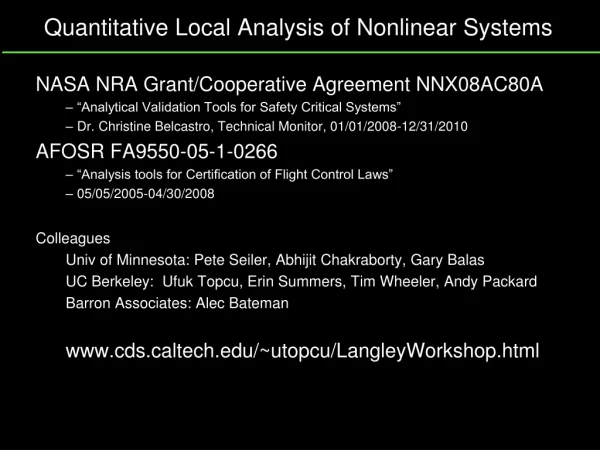 Quantitative Local Analysis of Nonlinear Systems