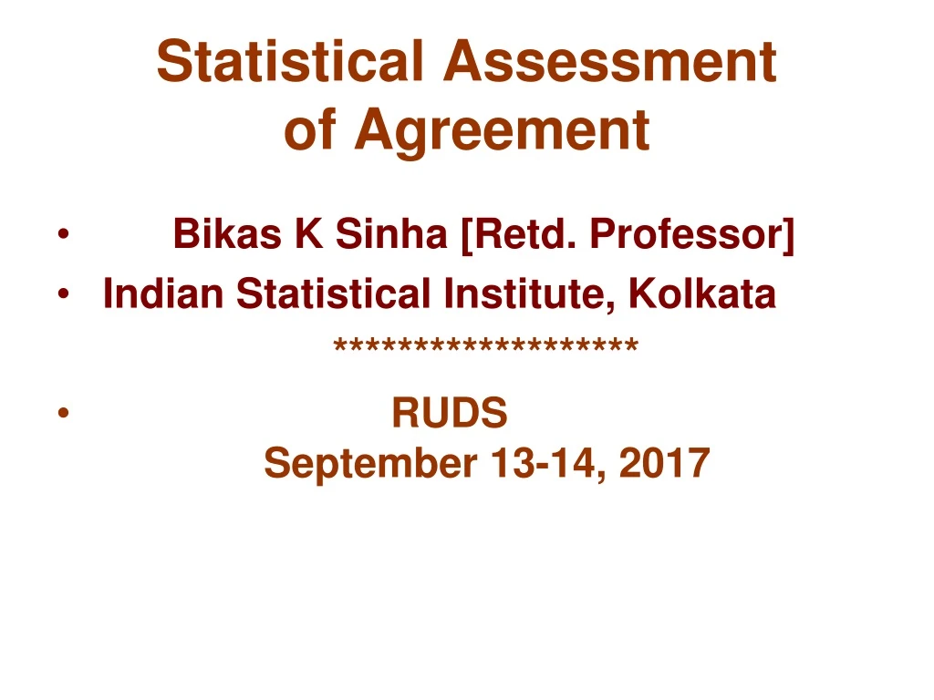 statistical assessment of agreement