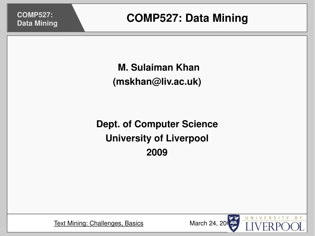 comp527 data mining