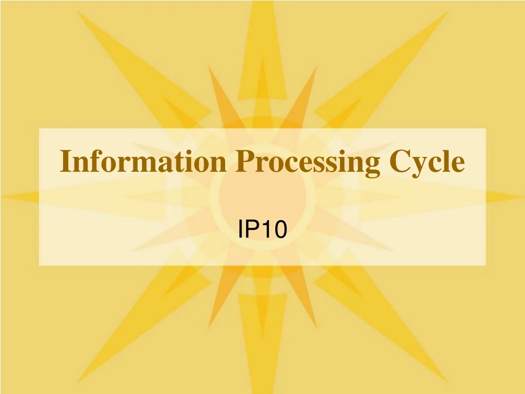 information processing cycle