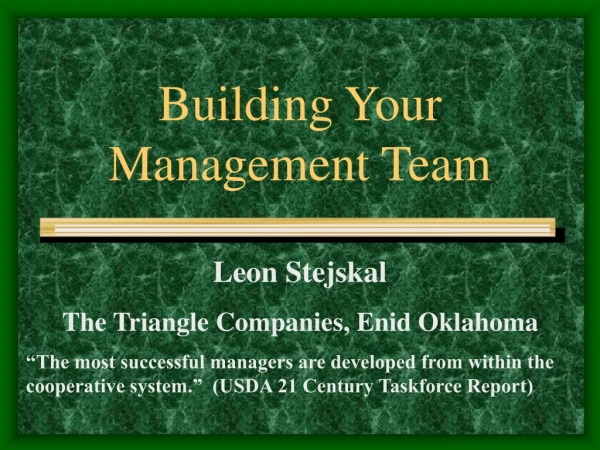 Building Your Management Team