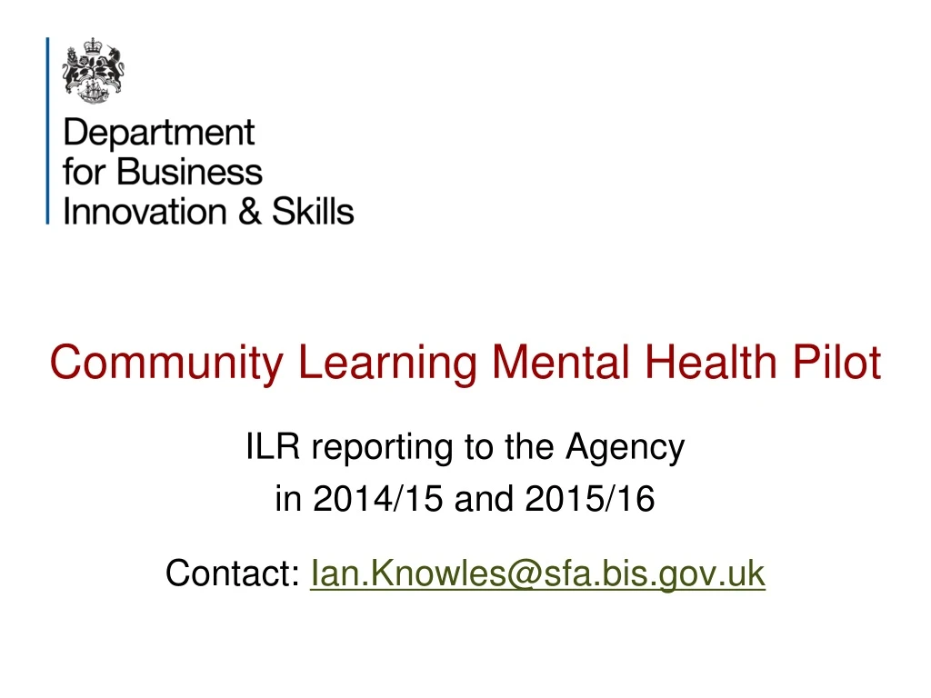 community learning mental health pilot