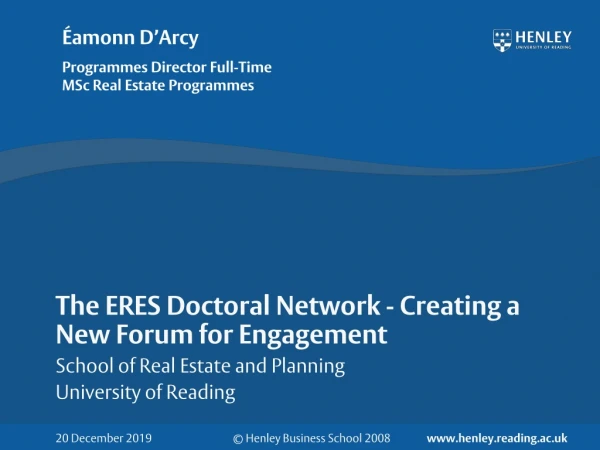 The ERES Doctoral Network - Creating a New Forum for Engagement