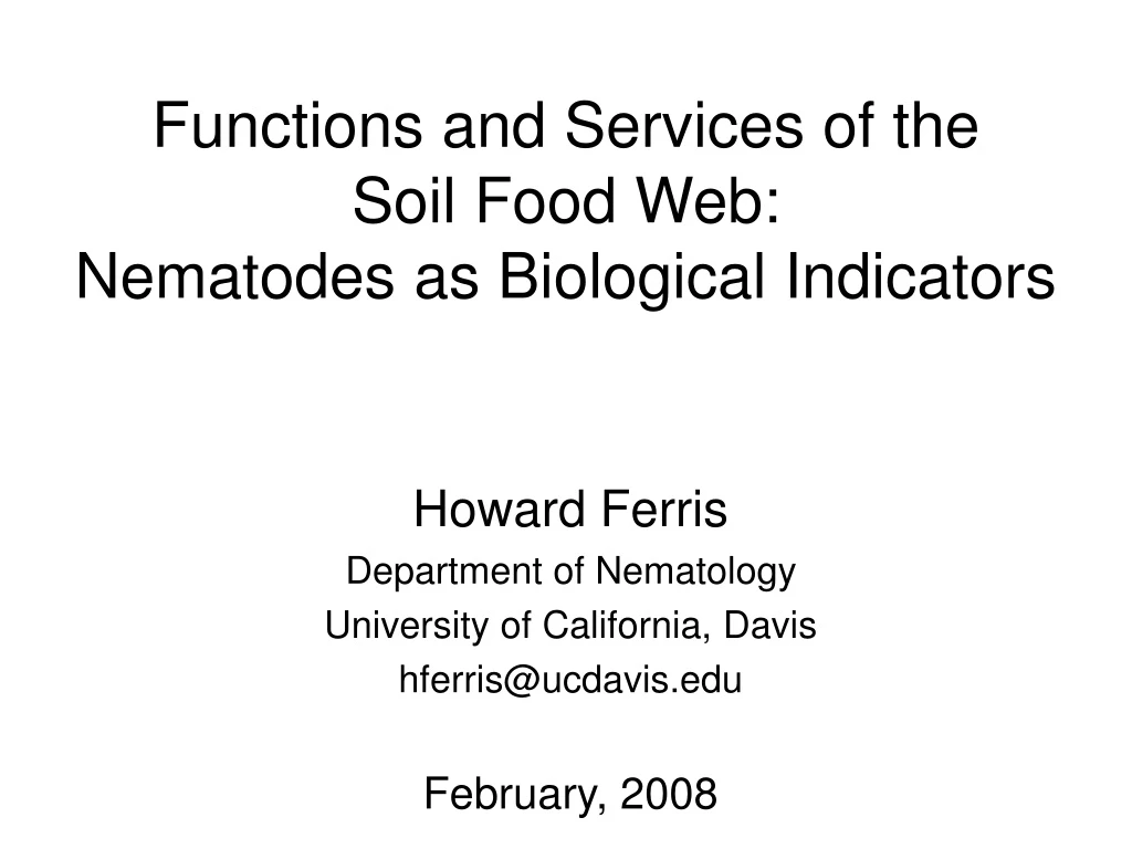functions and services of the soil food