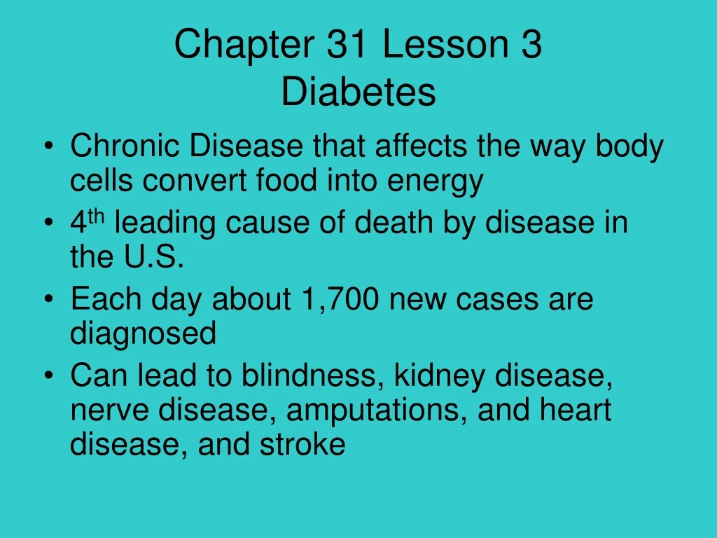 chapter 31 lesson 3 diabetes