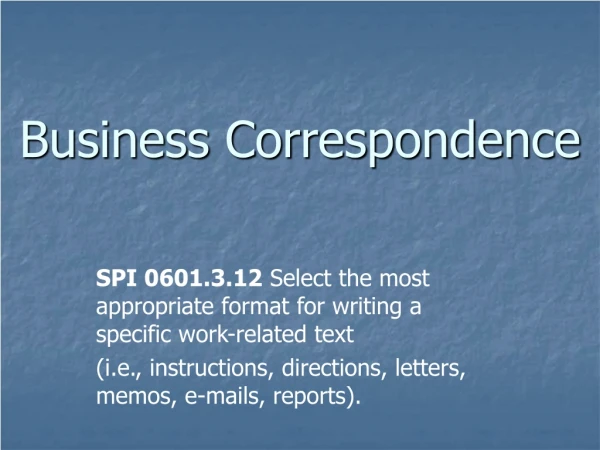 Business Correspondence