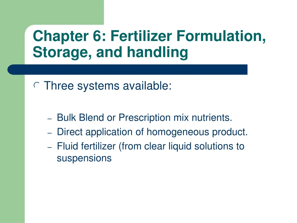 chapter 6 fertilizer formulation storage and handling